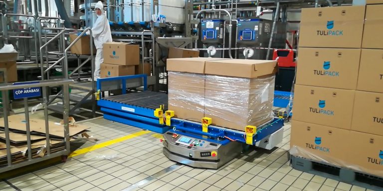 Automated Laser Guided Vehicle Conveyor AGV Stainless Steel Konveyörlü AGV Paslanmaz Çelik