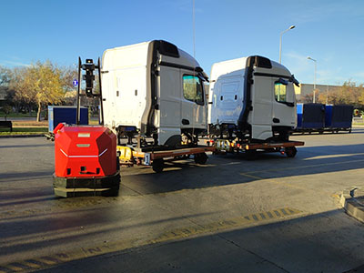 Otomatik Yönlendirmeli Araç Outdoor Automated Laser Guided Vehicle Tugger AGV Dış Alan Çekici AGV